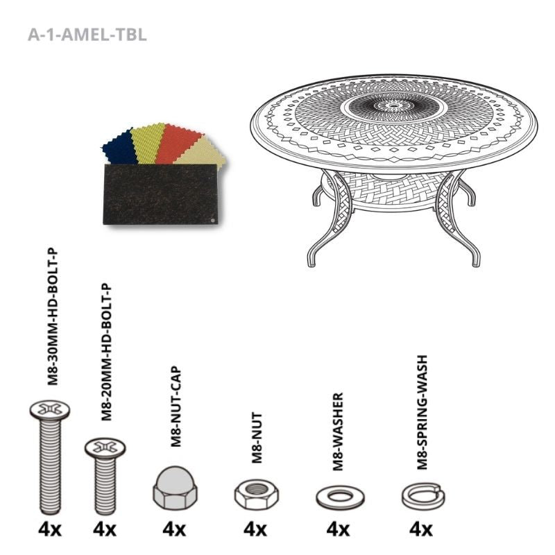 Set of Fixings for Amelia Table Abest AB