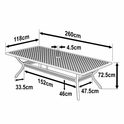 Table MADISON 2.6m (10 personnes)