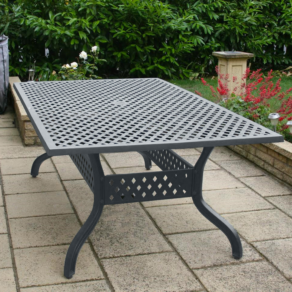 SOPHIA table rectangulaire 200 x 120 cm et 6 chaises en aluminium