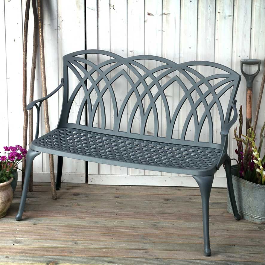 APRIL banc de jardin en aluminium couleur ardoise