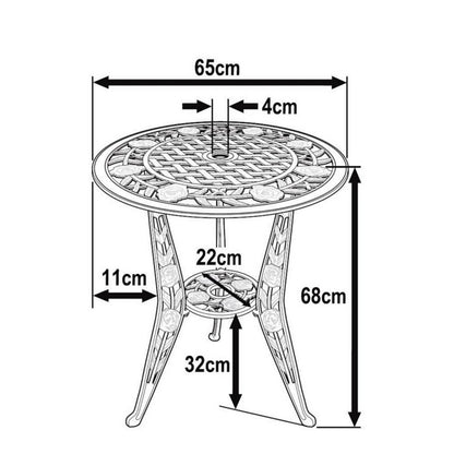 Ensemble bistrot ROSE (Table et 2 chaises)